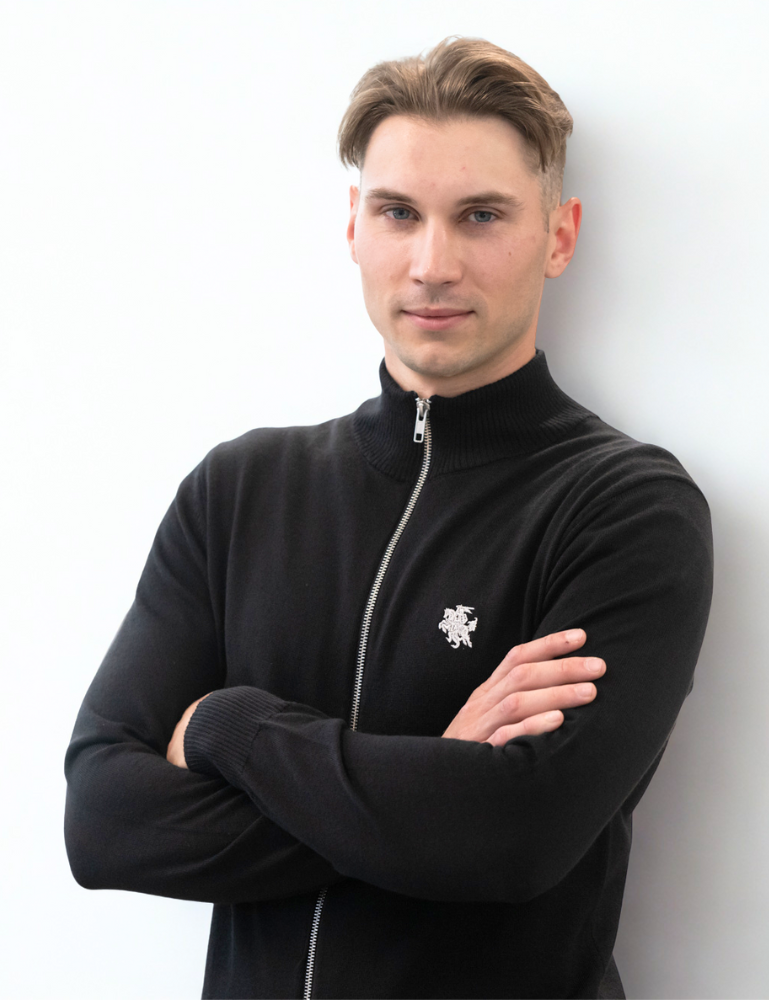 Juodas vyriškas merino megztinis su užtrauktuku VYTIS