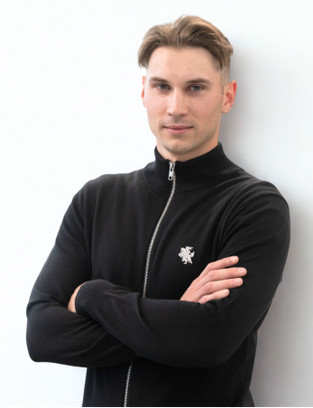 Juodas vyriškas merino megztinis su užtrauktuku VYTIS